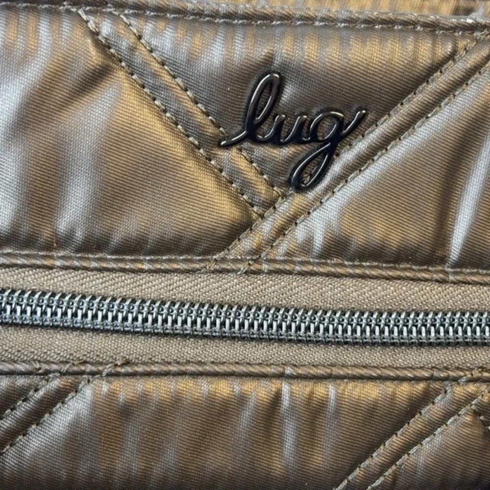 Lug Dazzle SE Metallic Bronze Quilted Crossbody Travel Organizer Camo Lining NEW